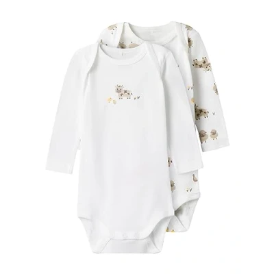 Afbeelding van Name it FARM Animals Unisex 2 PACK Body voor kinderen, Maat: 74, Bright white
