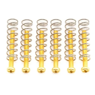 Afbeelding van Musiclily Pro M3x25mm Humbucker Pickup Schroeven en Stalen Veren voor Import Elektrische Gitaar, Goud (Set van 6)