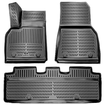 Afbeelding van ELMASLINE 3D rubbermatset voor Tesla Model 3 2017 2024, rubberen vloermatten, hoge rand van 5 cm