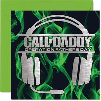 Afbeelding van Gaming Vaderdagkaarten voor papa de C.O.D Father Cool Happy Fathers Day kaart van zoon dochter, 145 mm x video game gamer Vaderdag wenskaarten cadeau