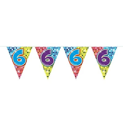 Afbeelding van Mini vlaggenlijn 6 jaar Birthday Blocks 3 meter