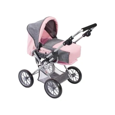 Afbeelding van Bayer Chic Poppenwagen Leni combi (grijs/lichtroze).
