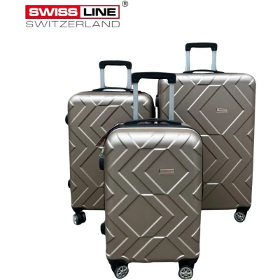 Afbeelding van Swiss Line Switzerland Kofferset 3 Delig Complete Reiskoffer set Hardcase koffer Goud