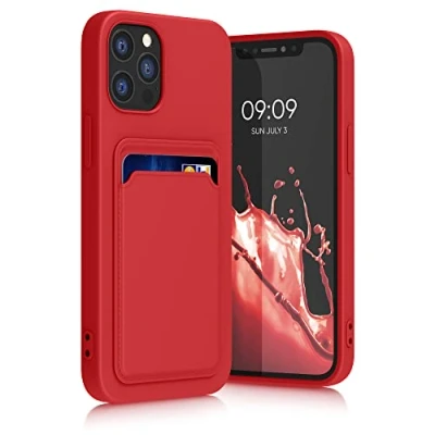 Afbeelding van kwmobile telefoonhoesje compatibel met Apple iPhone 12 / Pro hoesje Case pasjeshouder Smartphone cover in rood