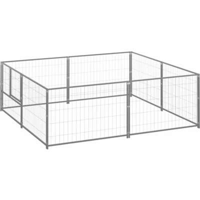 Afbeelding van vidaXL Hondenkennel 4 m² staal zilverkleurig