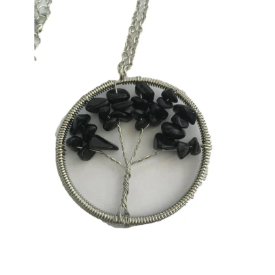 Afbeelding van Petra&#039;s Sieradenwereld Ketting levensboom/tree of life natuursteen zwart (839)