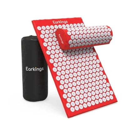 Afbeelding van Spijkermat Acupressuur Mat Shakti met Massagebal en Draagtas Massagemat 68x42x2 cm Earkings Rood