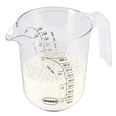Afbeelding van wenco Premium maatbeker van kunststof, 1 l inhoud, schaal voor ml, l, suiker en meel, vaatwasmachinebestendig, transparant, topaas/rookverf