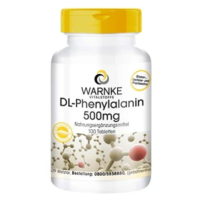 Afbeelding van DL Fenylalanine 500mg hoge dosering &amp; veganistisch 100 tabletten Warnke Vitalstoffe Duitse apothekerskwalitei