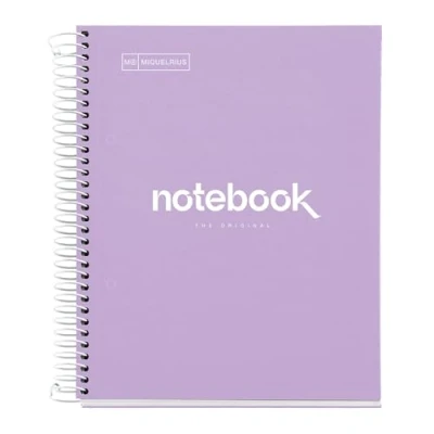 Afbeelding van Miquelrius notitieboek A5 Notebook Emotions, 120 pagina&#039;s 90 g/m², Raster 5 mm, Gekleurde strepen, Micro geperforeerde spiraal, Extra stijve kaft, 2 perforaties, Lavendel