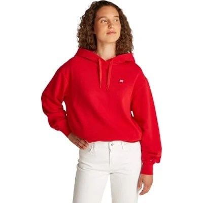 Afbeelding van Tommy Hilfiger Dames REG Contrast Flag Hoodie WW0WW45979, Rood (primair rood), M