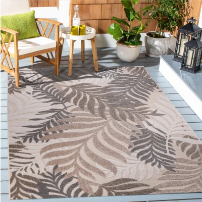 Afbeelding van Binnen en Buiten Vloerkleed Floral Outdoor Laagpolig Tapijt Creme 120x170 cm