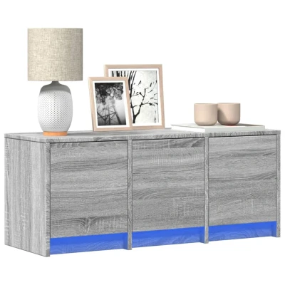 Afbeelding van Tv meubel met LED 97x34x40 cm bewerkt hout grijs sonoma eiken