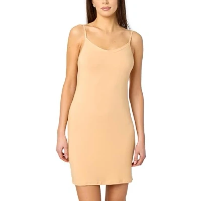 Afbeelding van Merry Style MS MS10 315 UW Dames Onderjurk Nachthemd kort V neck verstelbare Spaghetti bandjes Viscose Zand M