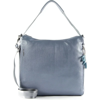 Afbeelding van MANDARINA DUCK Leren Schoudertas Mellow Lux Hobo Titanio Zilverkleurig