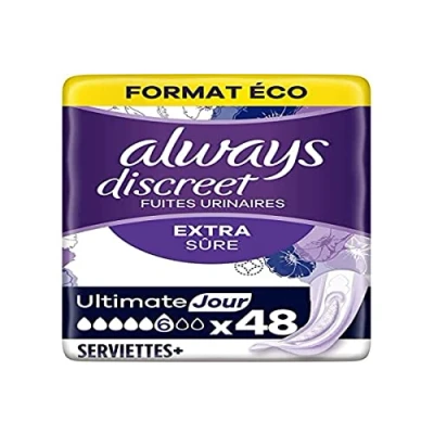 Afbeelding van Always Discreet Incontinentieverband Plus Voor Urineverlies Ultimate Day Voordeelbox 48 stuks