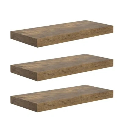 Afbeelding van WOLTU 3 Stucks wandplank, zwevende plank, boekenplank, planken voor decoratie, wandplanken van MDF hout, set hangplanken, Zwart, 40 x 23 3,8 cm RG9372sz