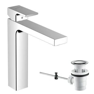 Afbeelding van Hansgrohe vernis shape wastafelmengkraan 230 met pop up afvoer trekstang chroom 71562000