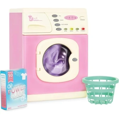 Afbeelding van Casdon Speelgoed elektronische wasmachine roze voor kinderen licht/geluid