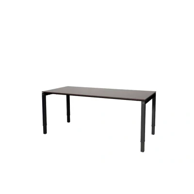 Afbeelding van Cubeo 4 poot bureau, zit/zit hoogte verstelbaar (62 85cm) dmv slinger met 200x80cm logan eiken 25mm blad en zwart (RAL9005) frame