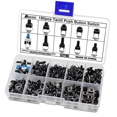 Afbeelding van Aussel 10 Waarden 180 Stuks Tactiele Drukknopschakelaar Micro Momentary Tact Assortimentsset (180 Stuks)