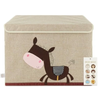 Afbeelding van Bieco opbergbox ezel met deksel stof kinderbox voor kinderspeelgoed plank kinderkamer box speelgoed kist