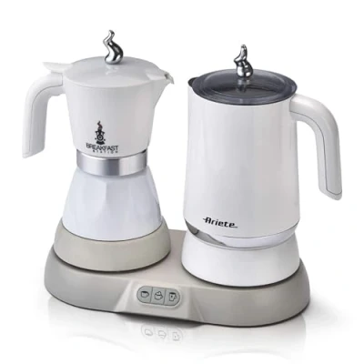 Afbeelding van Ariete 1344 Ontbijtstation, 3 producten in 1: moka melkopschuimer warm en koud, 500 W, 4/2 kopjes, houdt de koffie warm, 5 functies, wit