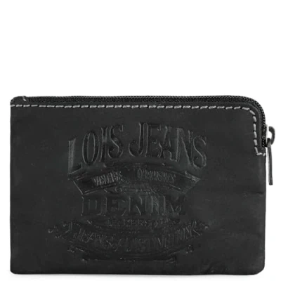 Afbeelding van Lois Porte Monnaie homme Cuir Souple Petit Format Bourse Multi Rangements Anti RFID. Carte Cuir., Zwart