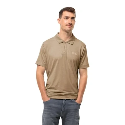 Afbeelding van Jack Wolfskin Travel Poloshirt, Heren, Maat: Small, Sand storm