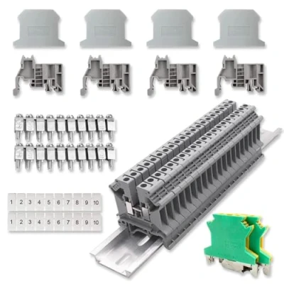 Afbeelding van yotutun DIN Rail Klemblok, UK 2,5 Aansluitblokken Universele Verdeling Klemblok met Klemset voor DIY Productieautomatisering Circuitconversie