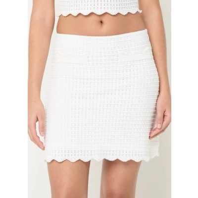 Afbeelding van sandro JUPE Maille MINI Point Fantaisie Minirok, Dames, Maat: 38, Blanc