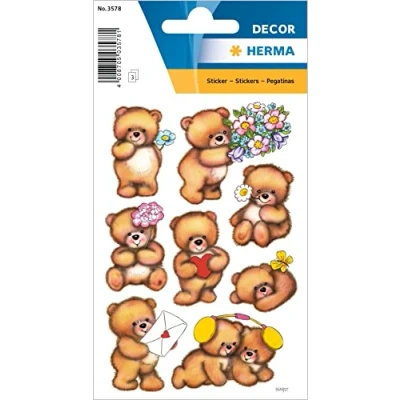 Afbeelding van 10x Herma Stickers etiketten beren met bloemen