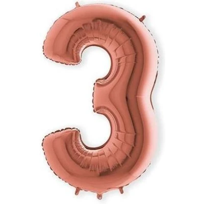 Afbeelding van Folie ballon cijfer &#039;3&#039; rosé goud (100cm)