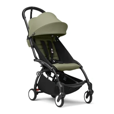 Afbeelding van Stokke YOYO3 kinderwagen vanaf 6 maanden Inclusief zwart frame / Olive zitkussen + luifel in een handomdraai en uitklapbaar Licht compact Compatibel met handbagage