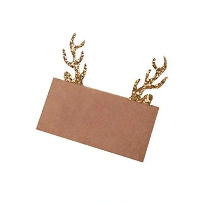 Afbeelding van Plaatskaart houder met goud glitter gewei (10 stuks)