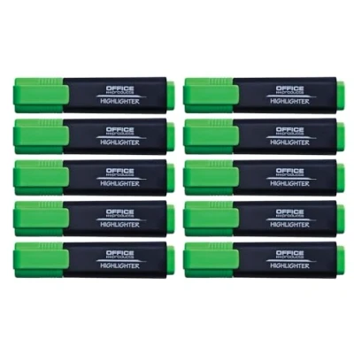 Afbeelding van OFFICE PRODUCTS markeerstift oplichtend 10 stuks kleur: groen/highlighter Textliner die niet giftige inkt, wigpunt lichtgevende kleuren hoge kwaliteit/lijndikte 1 5 mm