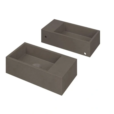 Afbeelding van INK Versus Fontein Quartz 36x18x9cm wasbak links 0 kraangaten beton Duurzaam materiaal