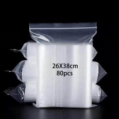 Afbeelding van newlng 80pcs Hersluitbare zakken met ritssluiting, grote maten, 26 cm x 38 cm, hersluitbaar, plastic zakken, afsluitbare zakjes druksluiting (verkrijgbaar in verschillende maten)