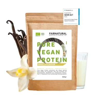 Afbeelding van Eiwitpoeder Vegan BIO Vanilla zonder Soja [uit Duitsland] 3K Organisch Rijst , Hennep &amp; Erwteneiwit &quot; Om te bakken Als Organische Proteine Shake 600g Veganistisch