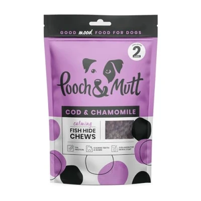 Afbeelding van Pooch &amp; Mutt Ontspannende kauwsnack voor honden, langdurige vishuidsnack ontspanning van 76 g (2 kauwsnacks)