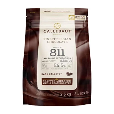 Afbeelding van CALLEBAUT Receipe No. 811 couverture callets, pure chocolade, 54,5% cacao, 1 x 2500 G