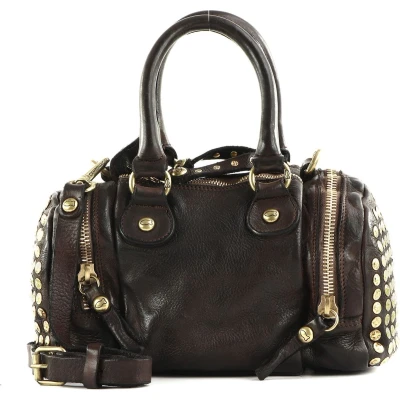 Afbeelding van CAMPOMAGGI Leren Schoudertas Bowling Bag Moro Donkerbruin