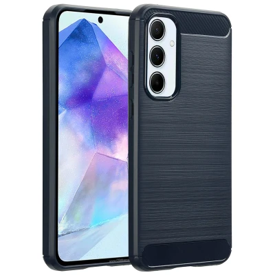 Afbeelding van Samsung Galaxy A55 Hoesje Siliconen en TPU (zacht) imoshion Softcase/Backcover Donkerblauw Telefoonhoesje
