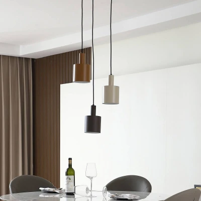 Afbeelding van Lindby hanglamp 3lichts IJzer E27 zwart, koffiebruin, beige