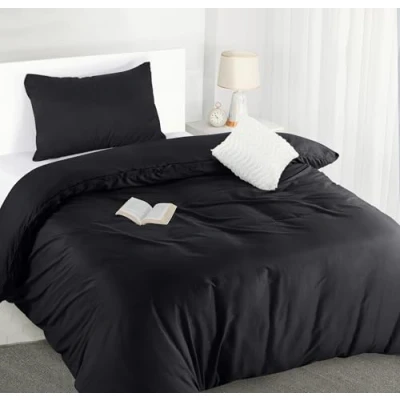 Afbeelding van Utopia Bedding Dekbedovertrek Set Zachte Microvezel 135x200cm met Kussensloop 50x75cm Beddengoed Zwart