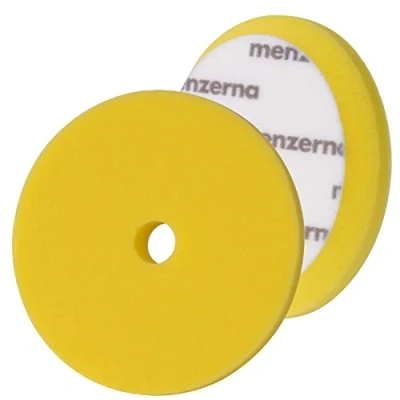 Afbeelding van detailmate Menzerna Premium Medium Cut schuimkussen, 150 mm, polijstspons gemiddelde hardheid, geel + 2 beschermende handschoenen in nitril