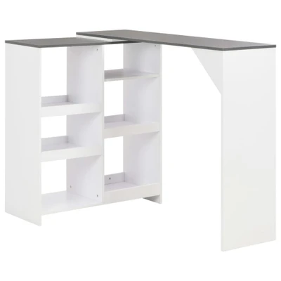 Afbeelding van Bartafel Met Verplaatsbaar Schap 138X39X110 Cm Wit 1 / Grijs