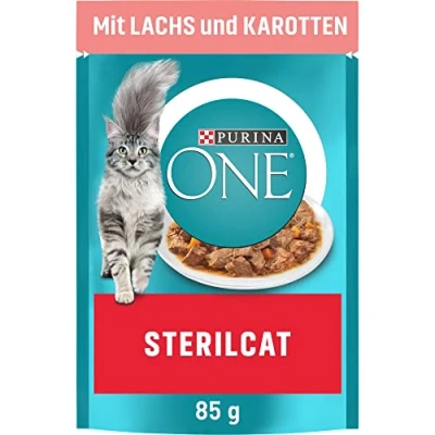 Afbeelding van PURINA ONE STERILCAT Kattenvoer nat, delicate stukjes in saus voor gesteriliseerde katten, met zalm, verpakking van 26 stuks (26 x 85 g)