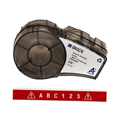 Afbeelding van Brady Vinyl Label Tape voor Printer M211 &amp; M210 Zelfklevende Labels Industriële Kabel/Naam Wit op Rood (9.53mm x 6.40m) M21 375 595 RD