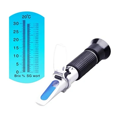 Afbeelding van Brix refractometer met ATC digitale handheld voor thuisbrouwwortel, bier, wijn, fruitsuiker, dubbelschalig soortelijk gewicht 1.000 1.130 en 0 32% (zwart)